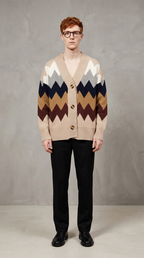 Code Culture catalog | diamond-sweater-knit-cardigan | khaki | full body
