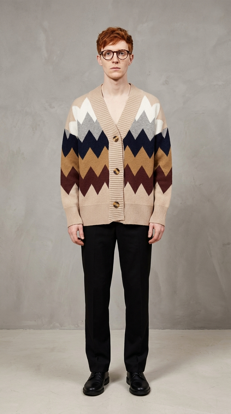Code Culture catalog | diamond-sweater-knit-cardigan | khaki | full body