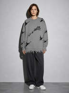 Code Culture catalog | new-personality-street-jacquard-ripped-frayed-vintage-loose-sweater | gray | full body
