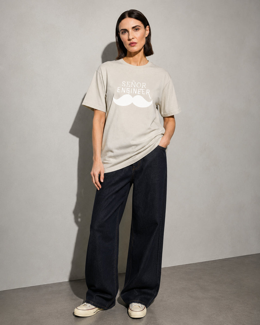 Senyor Engineer Premium Shirt — Ivory Model Full Body