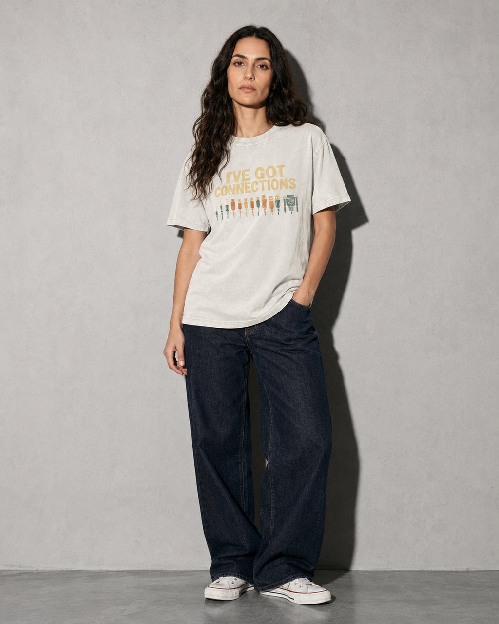 i've got connections Premium Shirt — Ivory Model Full Body