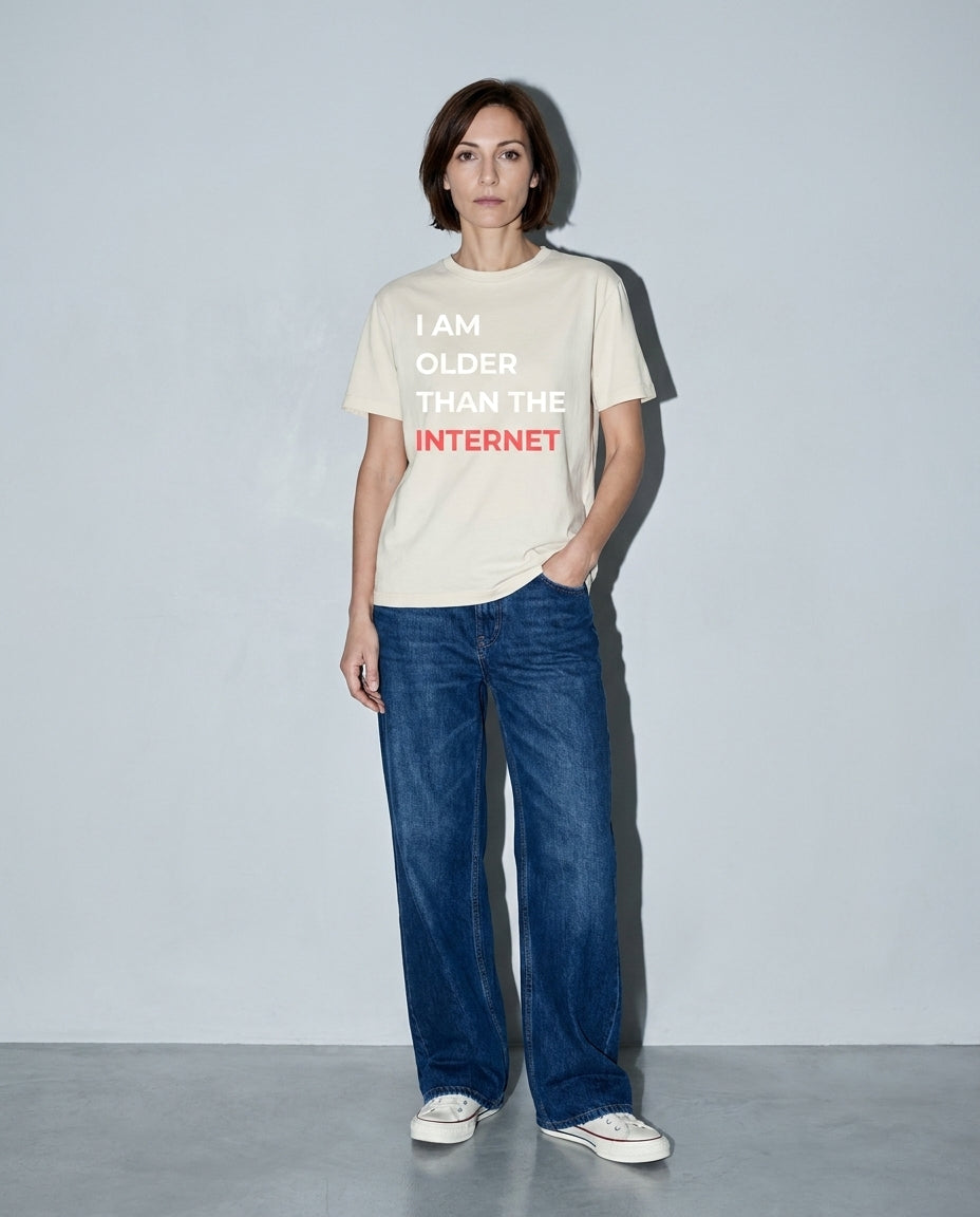 I am older than the internet Premium Shirt — Ivory Model Full Body