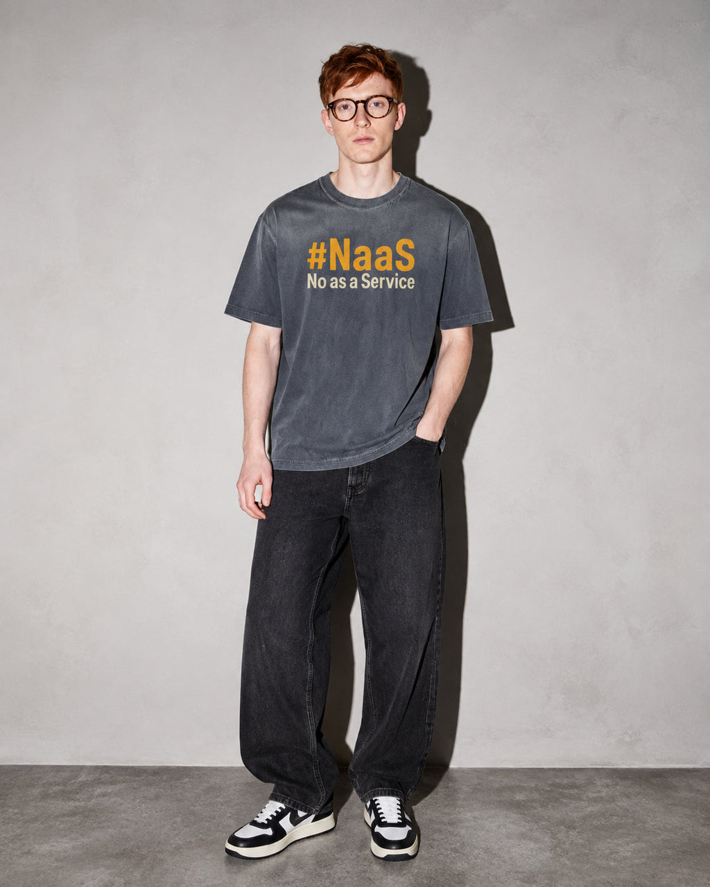 NaaS No As A Service Premium Shirt — Pepper Model Full Body
