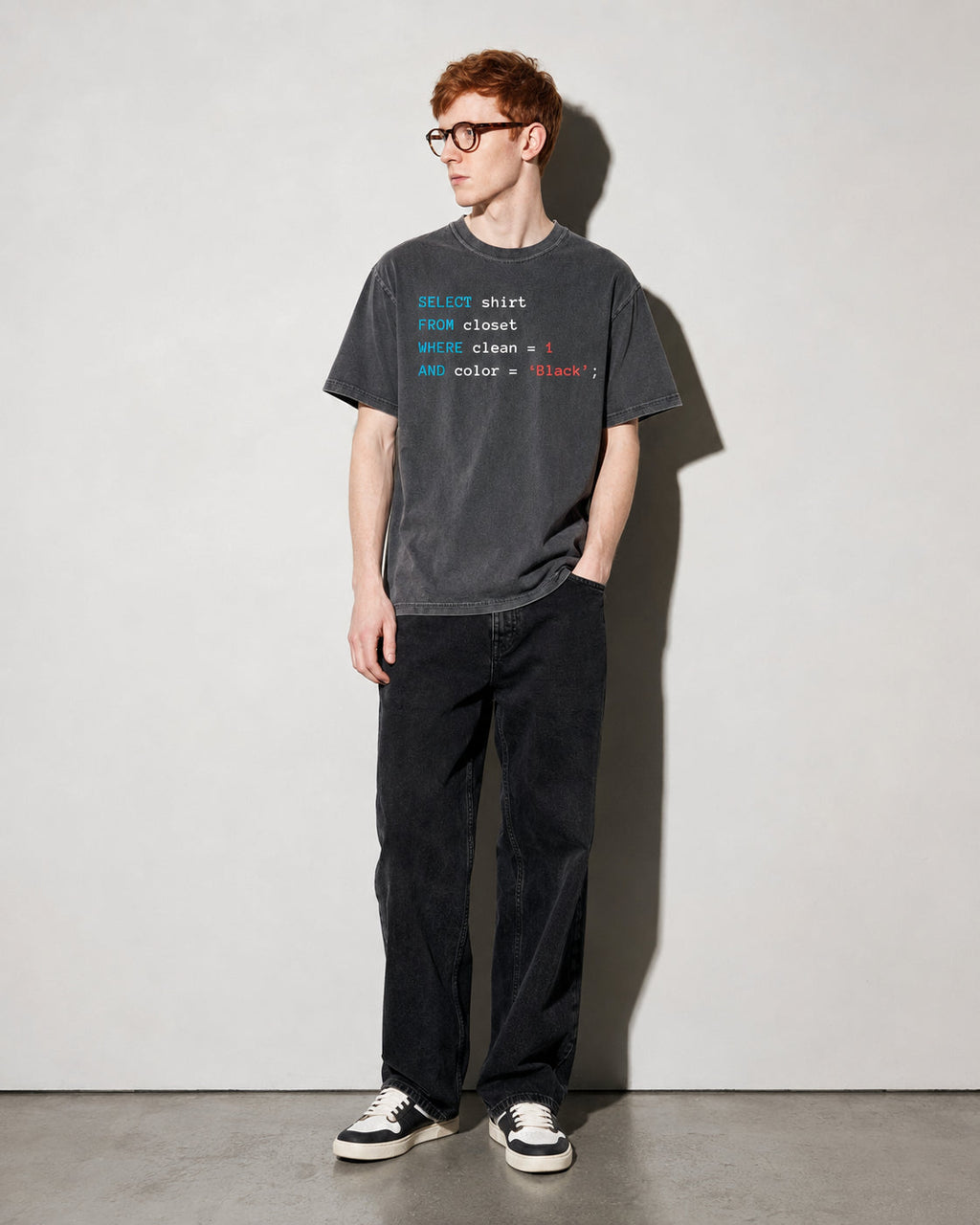 Querying my black Premium Shirt — Pepper Model Full Body