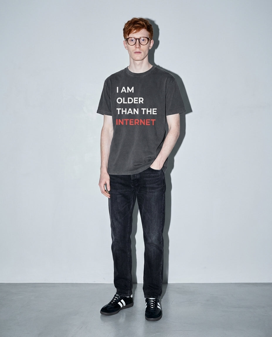 I am older than the internet Premium Shirt — Pepper Model Full Body
