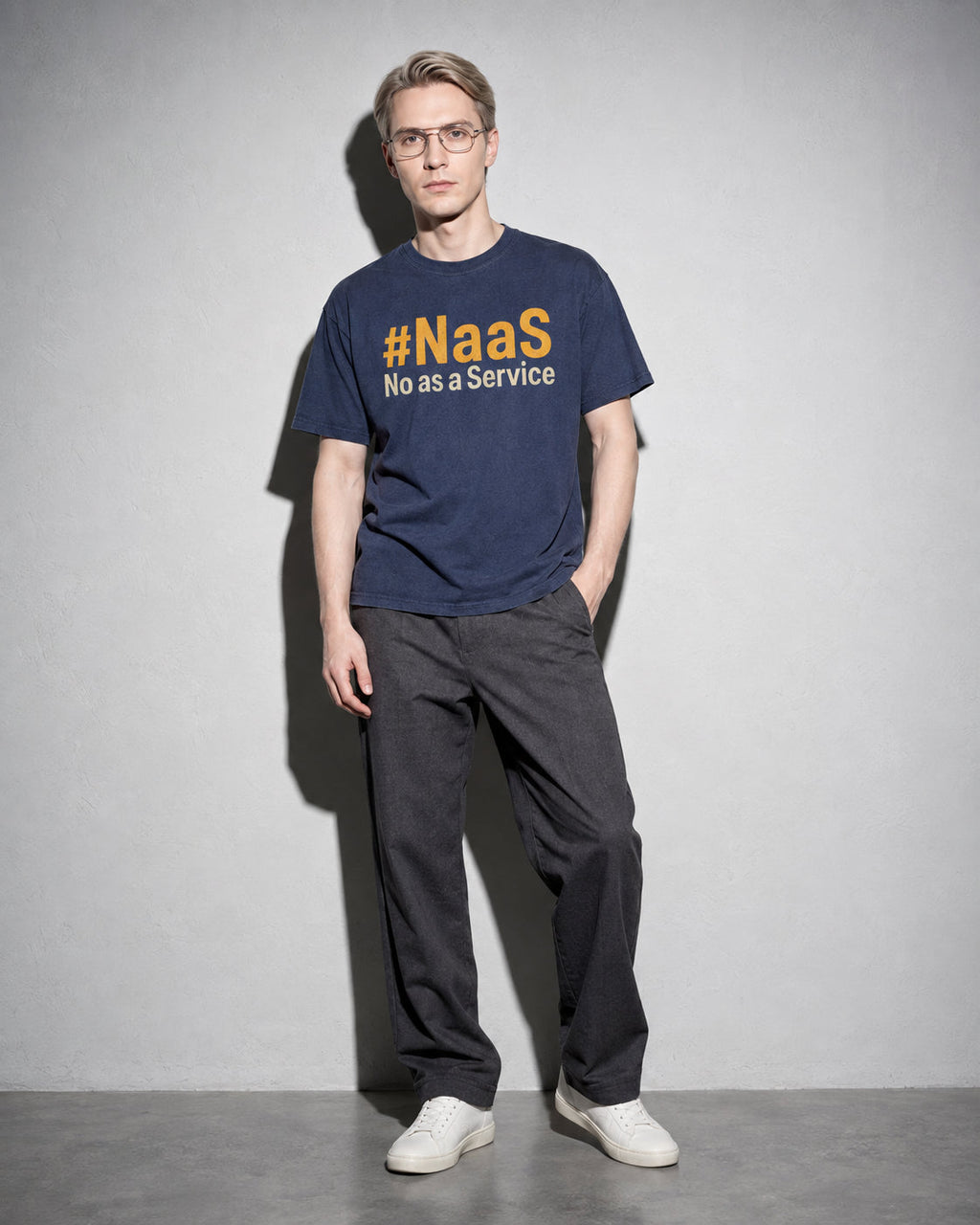 NaaS No As A Service Premium Shirt — True Navy Model Full Body