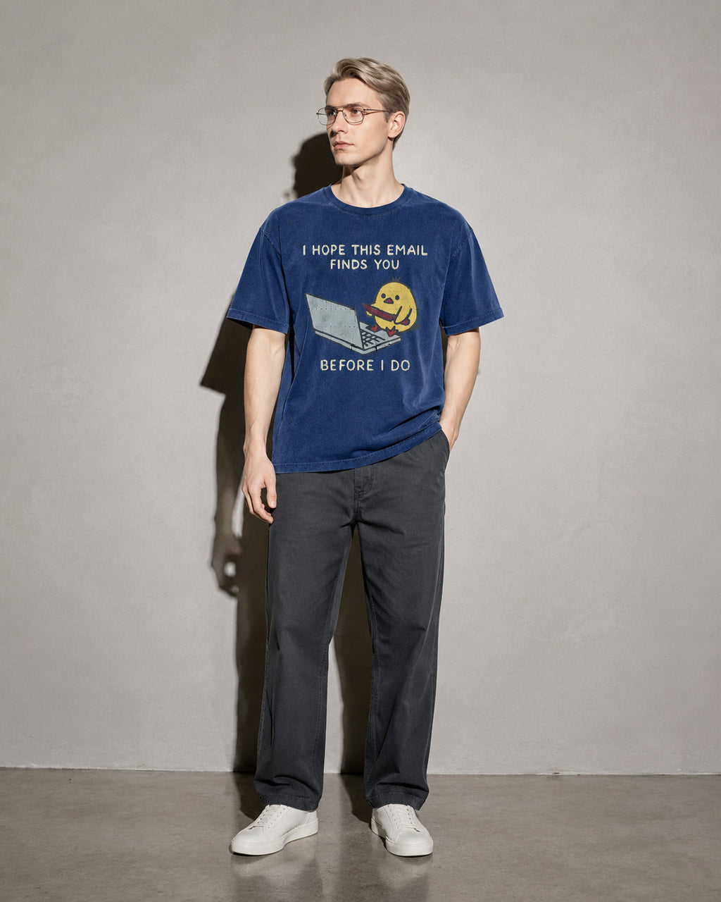 I Hope This Email Finds You Before I Do Premium Shirt — True Navy Model Full Body
