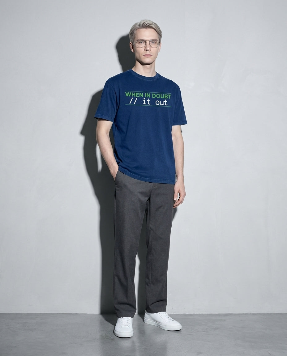 comment it out Premium Shirt — True Navy Model Full Body