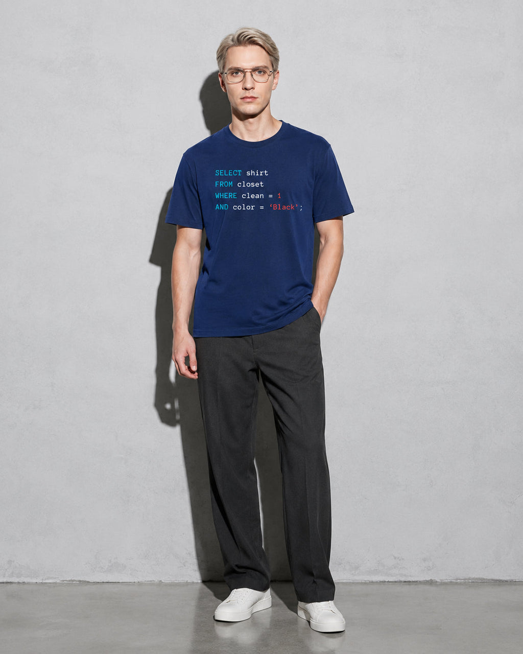Querying my black Premium Shirt — True Navy Model Full Body