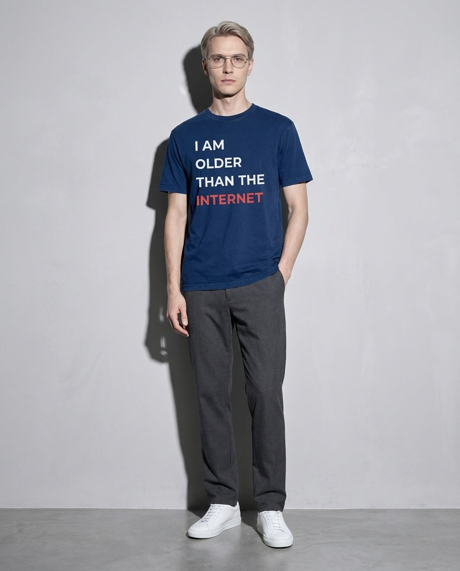 I am older than the internet Premium Shirt — True Navy Model Full Body