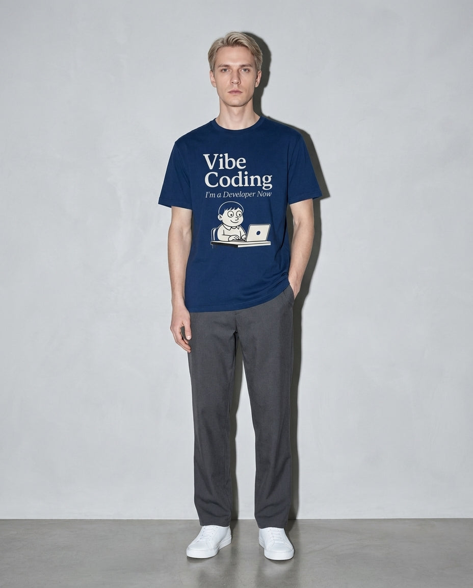 vibe coding Premium Shirt — True Navy Model Full Body