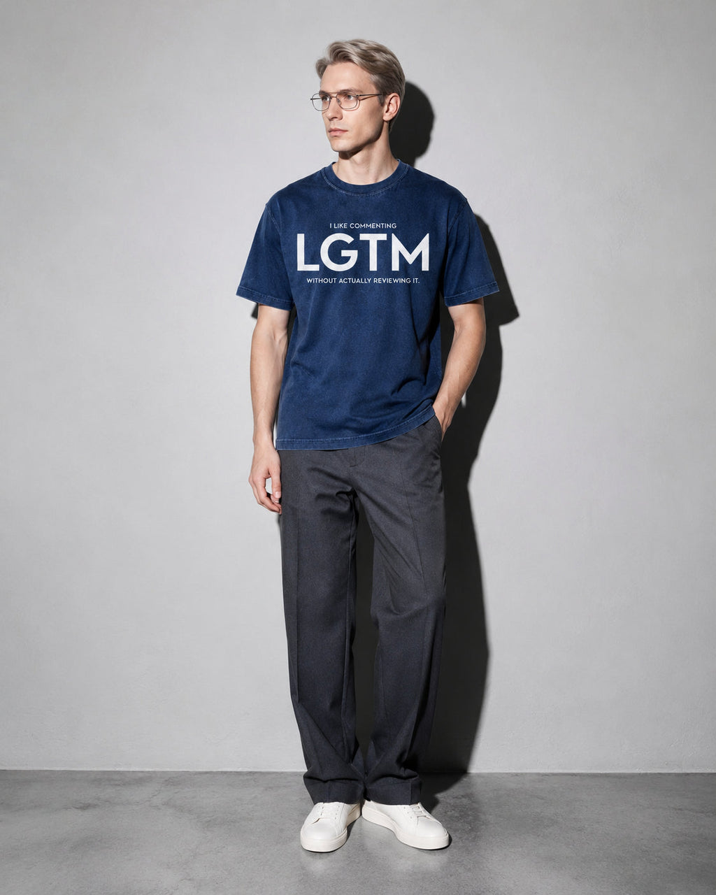 LGTM Premium Shirt — True Navy Model Full Body