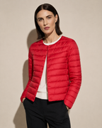Women's Lightweight Down-Filled Quilted Jacket for Layering in Red, 02 standing lifestyle, worn by model