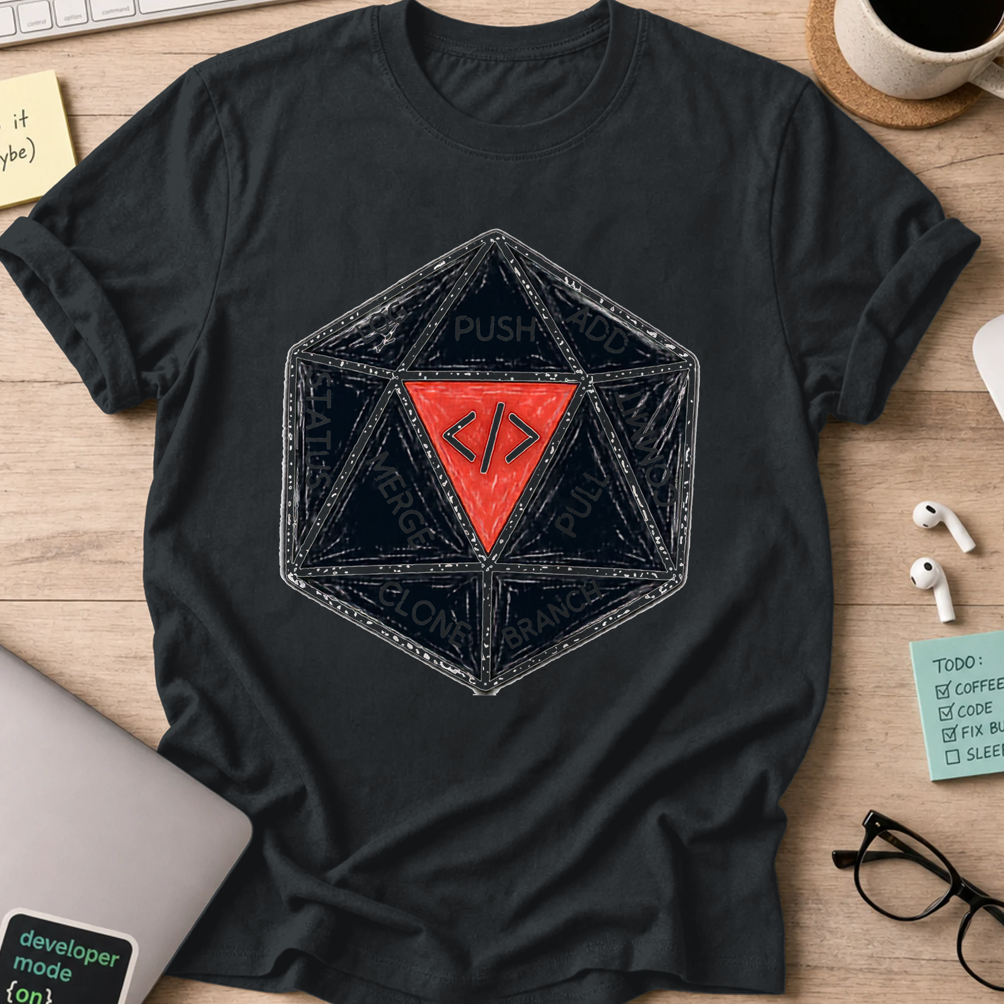 Push Pull Vintage Dice Shirt — Black storefront mockup