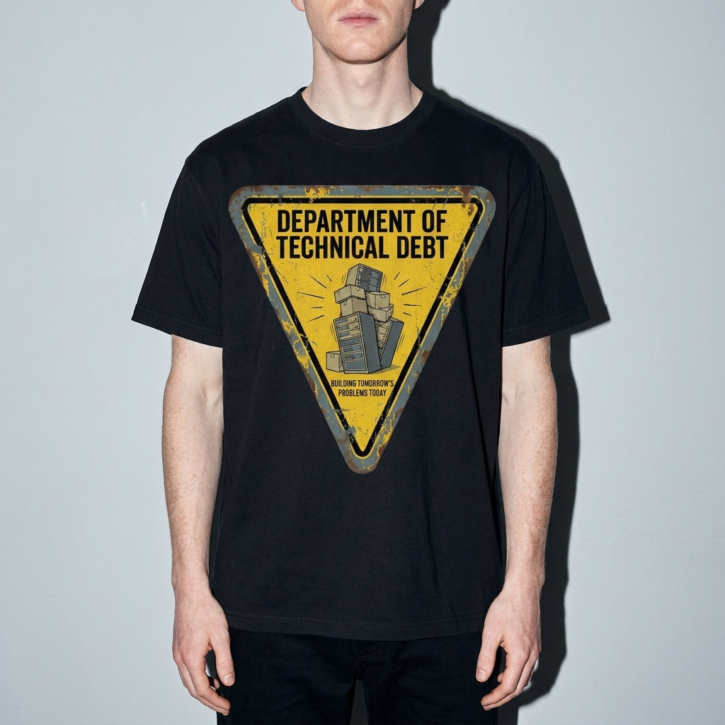 department of technical debt Premium Shirt — Black Model Zoom Hero