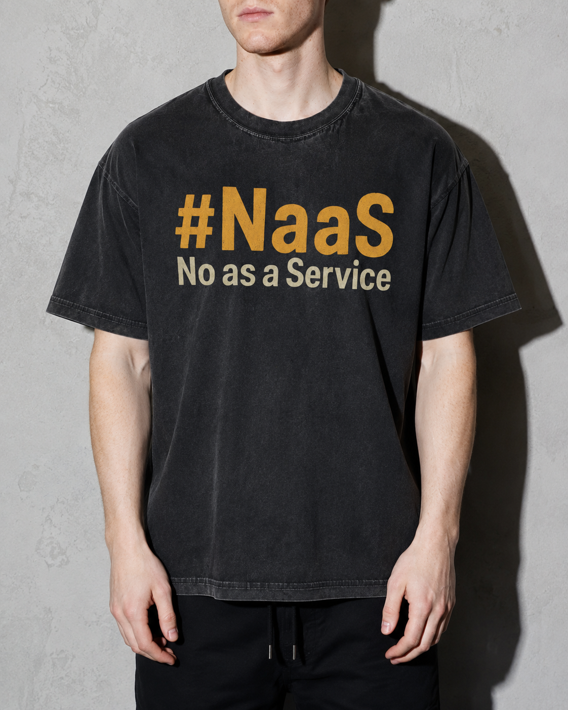 NaaS No As A Service Premium Shirt — Black Model Zoom Hero