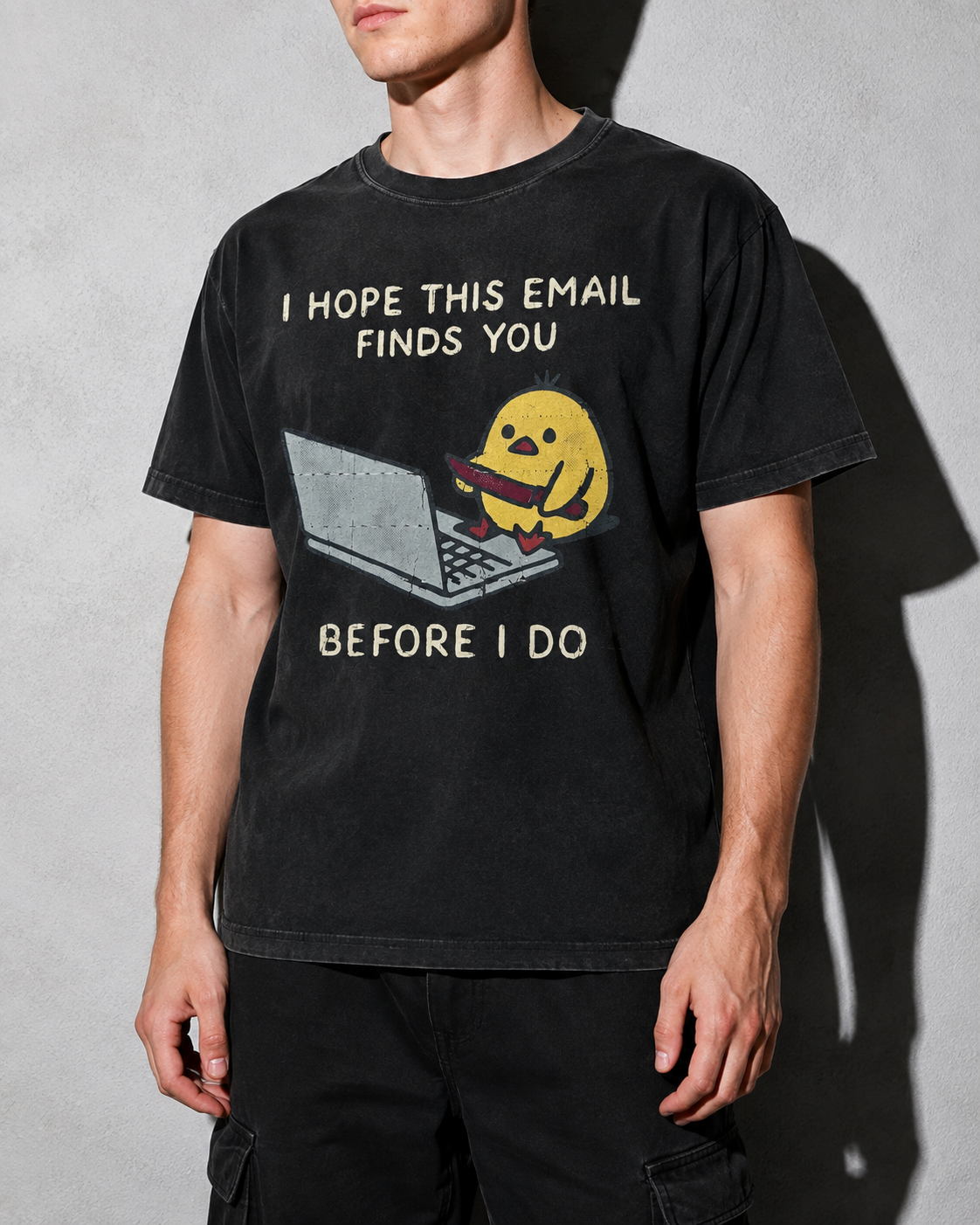I Hope This Email Finds You Before I Do Premium Shirt — Black Model Zoom Hero
