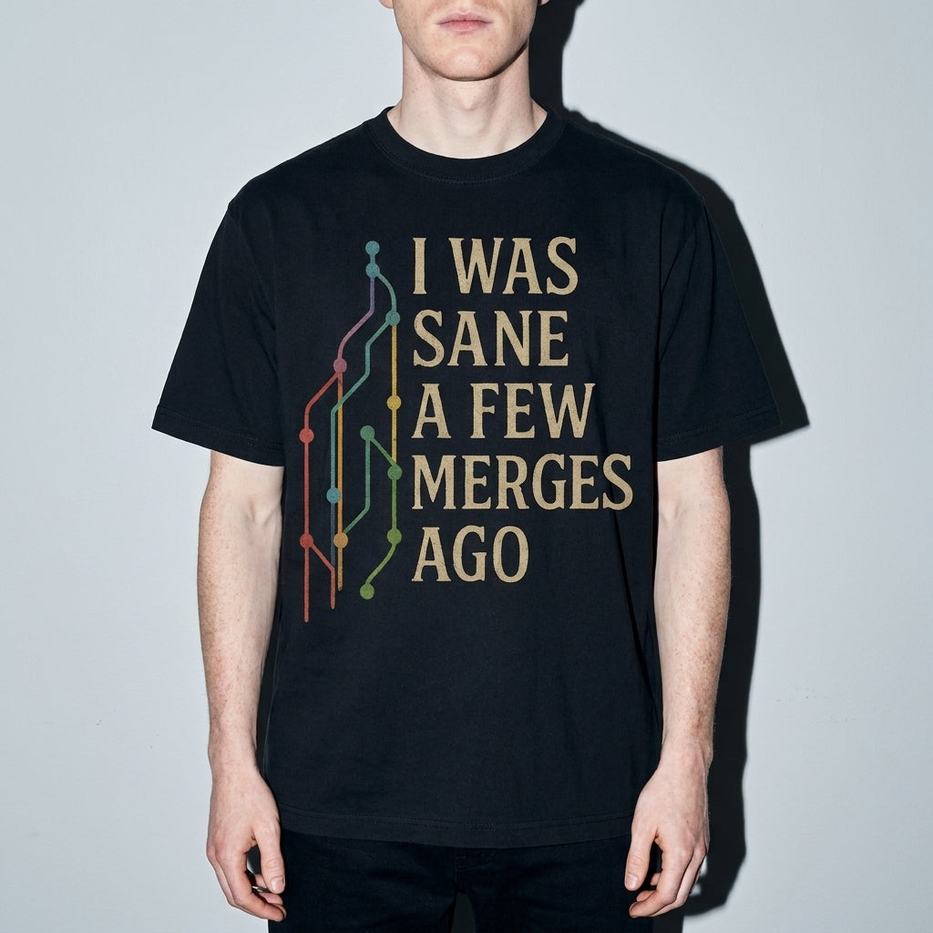 i was sane few merges ago Premium Shirt — Black Model Zoom Hero