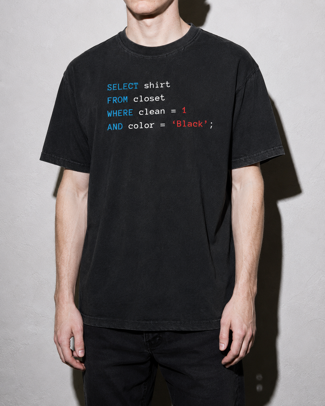 Querying my black Premium Shirt — Black Model Zoom Hero