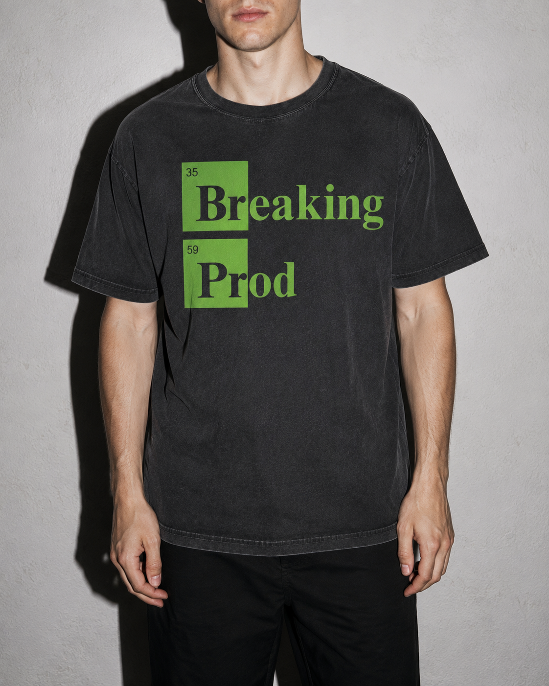 Breaking Prod Premium Shirt — Black Model Zoom Hero