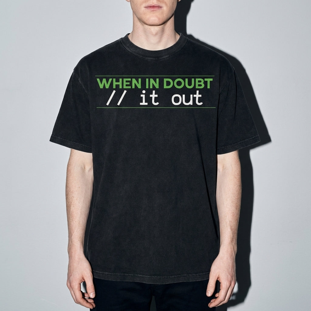 comment it out Premium Shirt — Black Model Zoom Hero