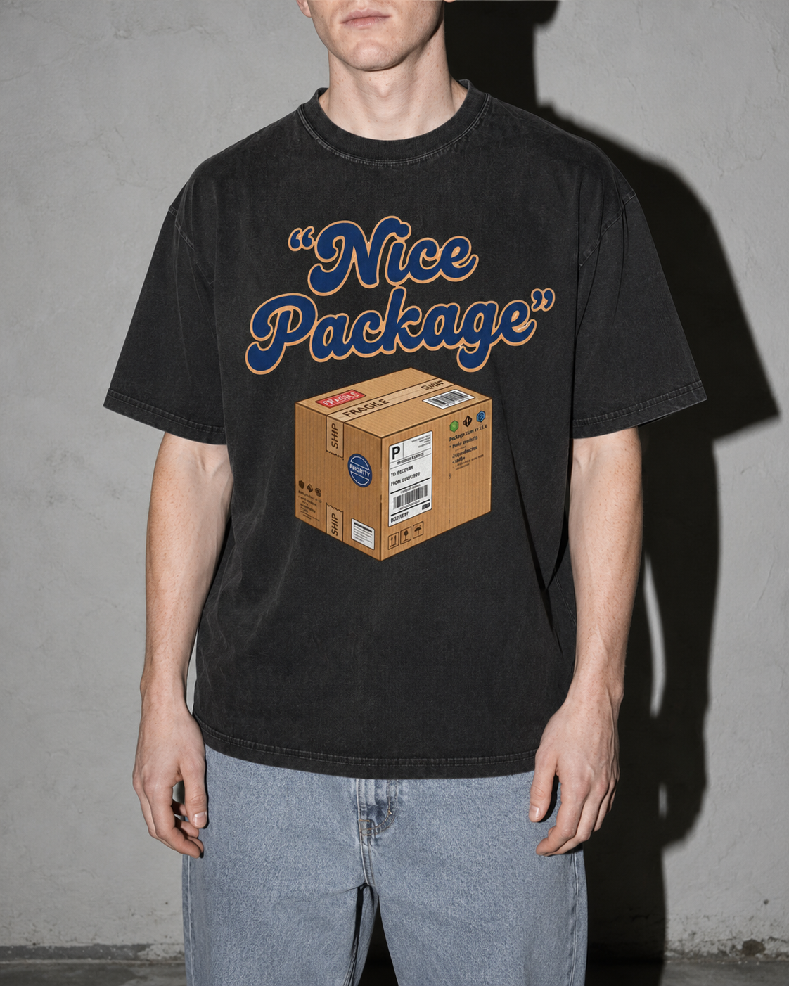 Nice Package Premium Shirt — Black Model Zoom Hero