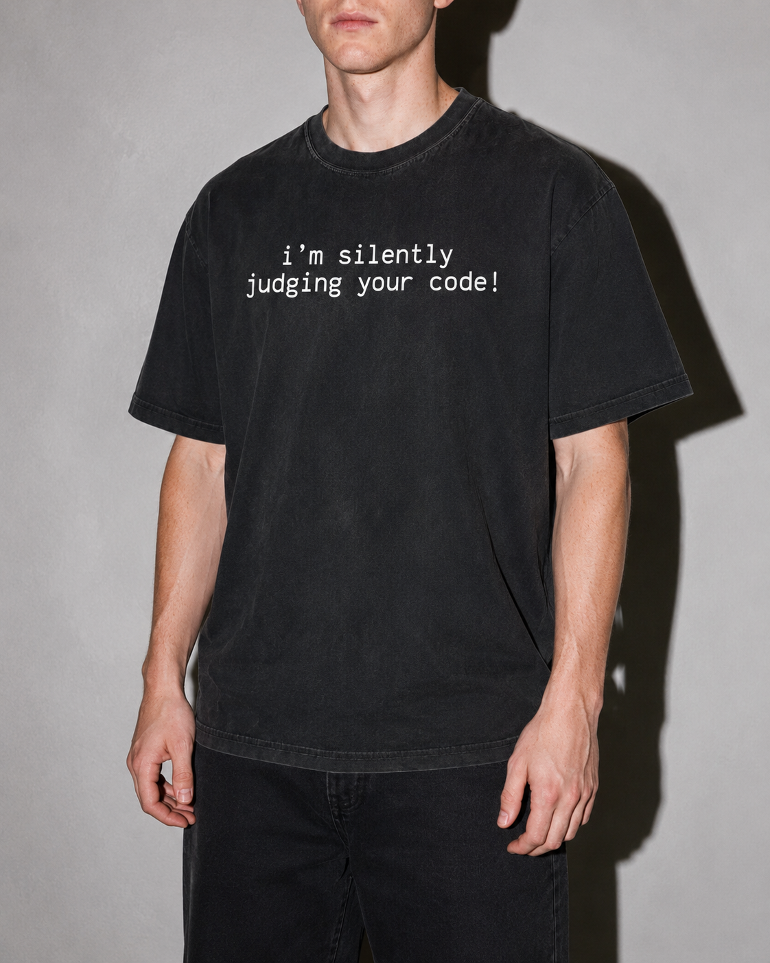 i'm silently judging your code Premium Shirt — Black Model Zoom Hero