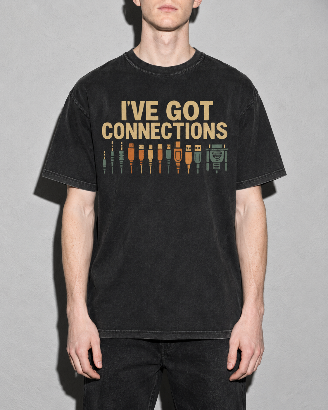 i've got connections Premium Shirt — Black Model Zoom Hero