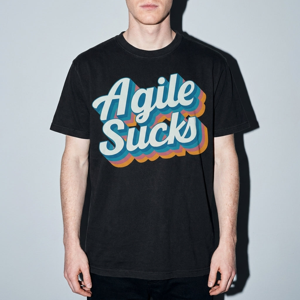 agile sucks Premium Shirt — Black Model Zoom Hero
