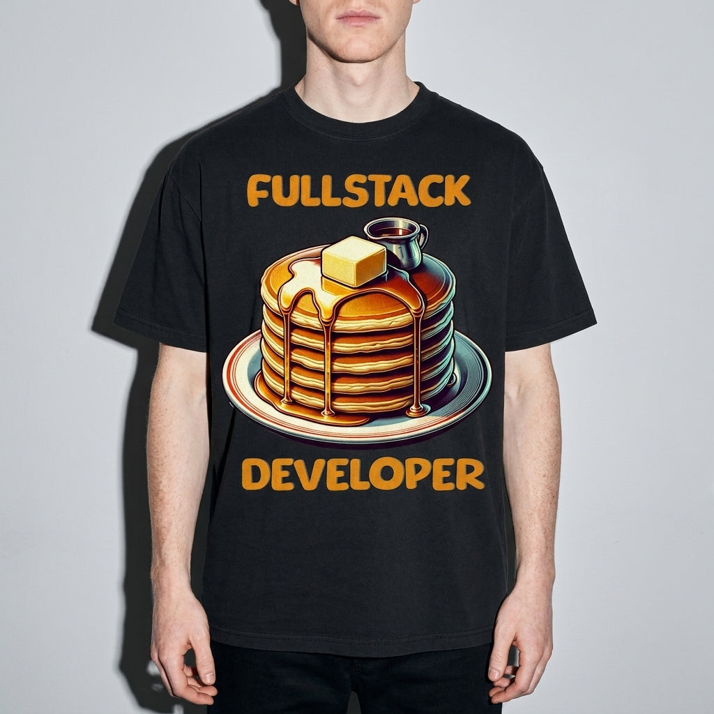 Fullstack Engineer - Pancake Premium Shirt — Black Model Zoom Hero