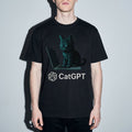 catGPT Premium Shirt — Black Model Zoom Hero