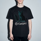 catGPT Premium Shirt — Black Model Zoom Hero