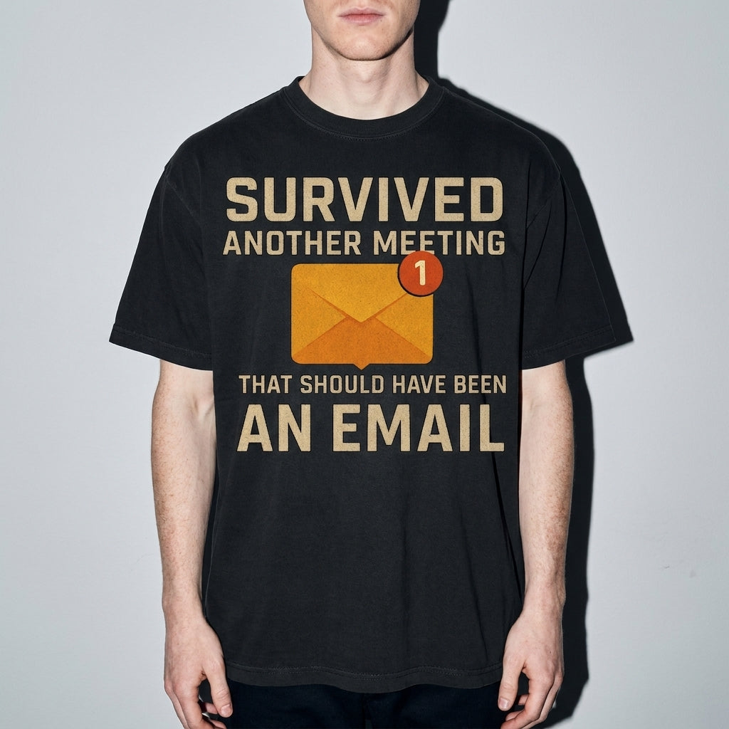 survived another meeting Premium Shirt — Black Model Zoom Hero