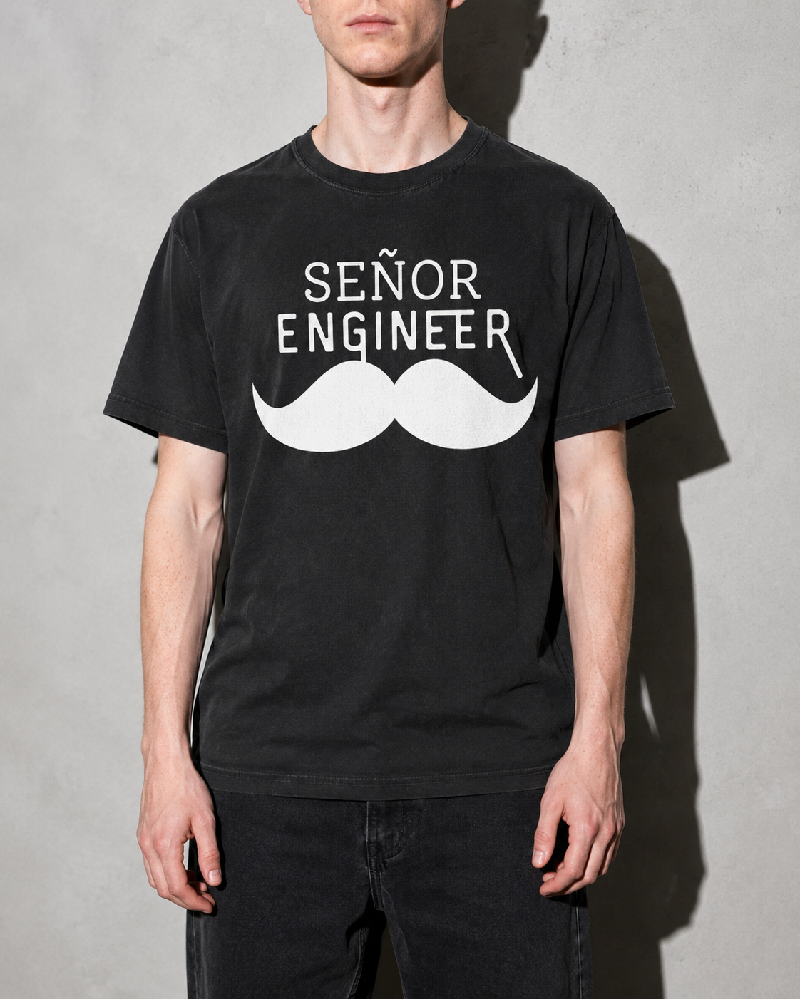 Senyor Engineer Premium Shirt — Black Model Zoom Hero