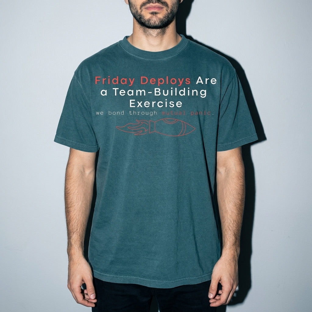 friday deploys = team building Premium Shirt — Blue Spruce Model Zoom Hero
