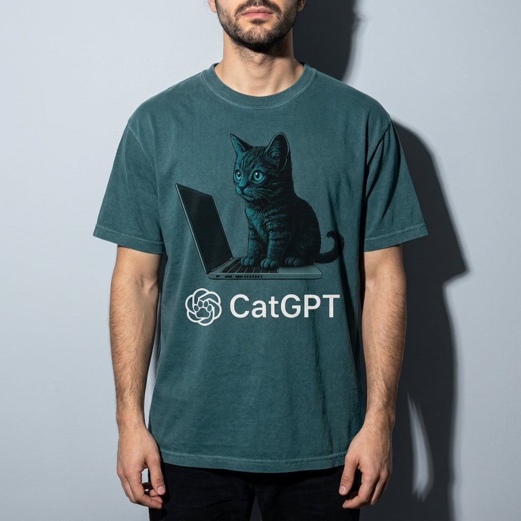 catGPT Premium Shirt — Blue Spruce Model Zoom Hero