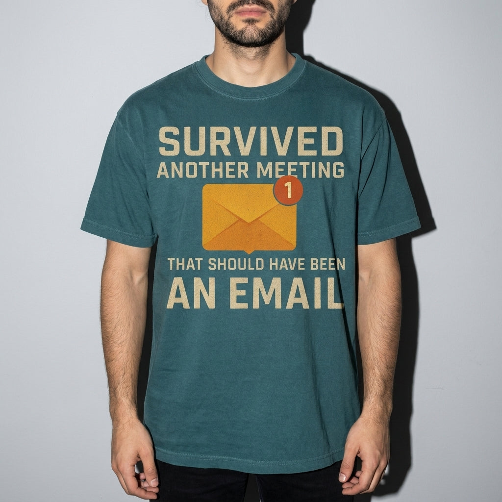 survived another meeting Premium Shirt — Blue Spruce Model Zoom Hero