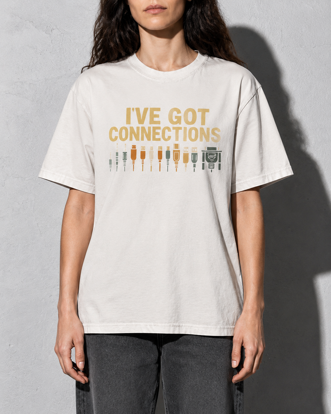 i've got connections Premium Shirt — Ivory Model Zoom Hero