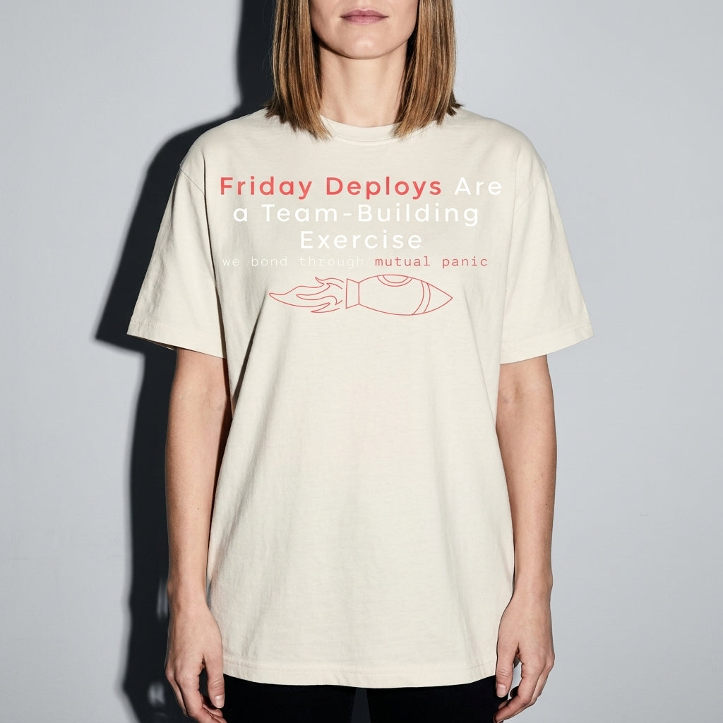 friday deploys = team building Premium Shirt — Ivory Model Zoom Hero