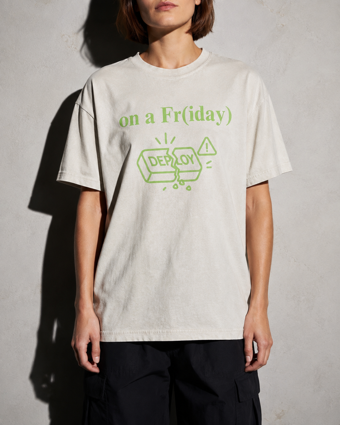 Breaking Prod on a friday Premium Shirt — Ivory Model Zoom Hero