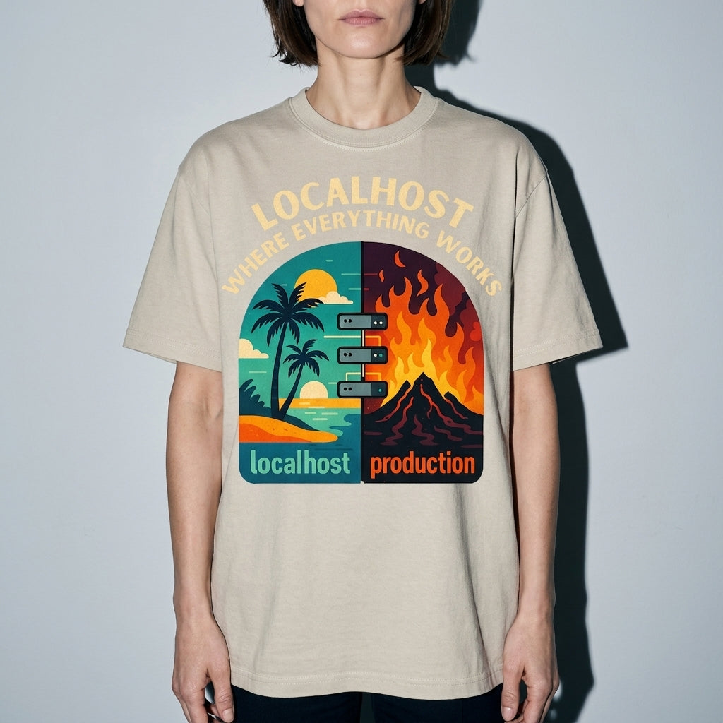 localhost vs production Premium Shirt — Ivory Model Zoom Hero