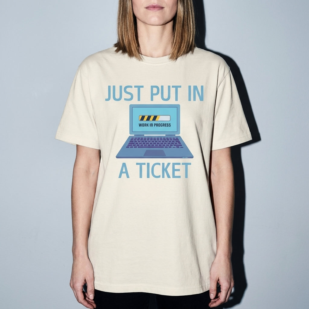 just put in a ticket Premium Shirt — Ivory Model Zoom Hero