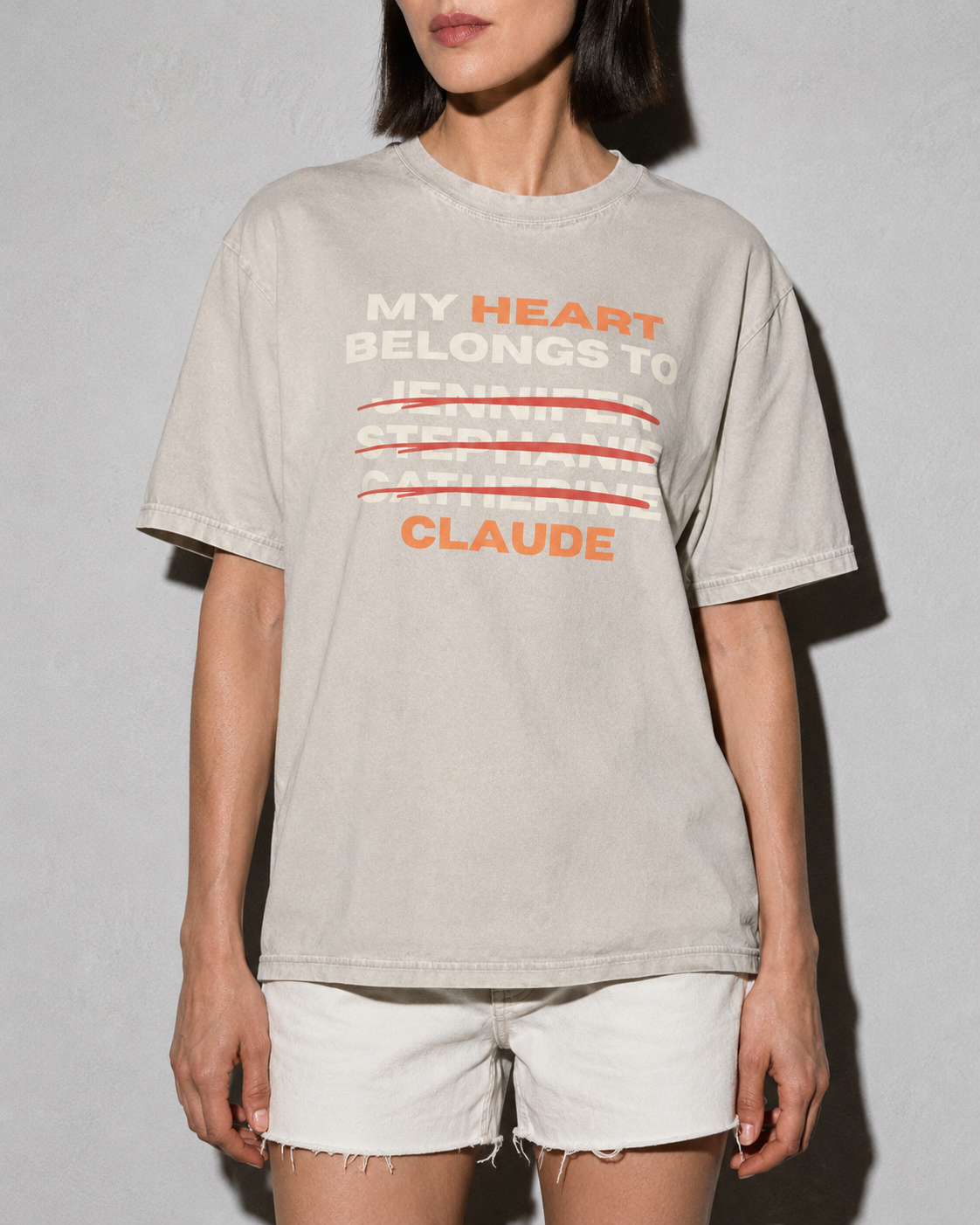 My Heart Belongs To Claude Premium Shirt — Ivory Model Zoom Hero