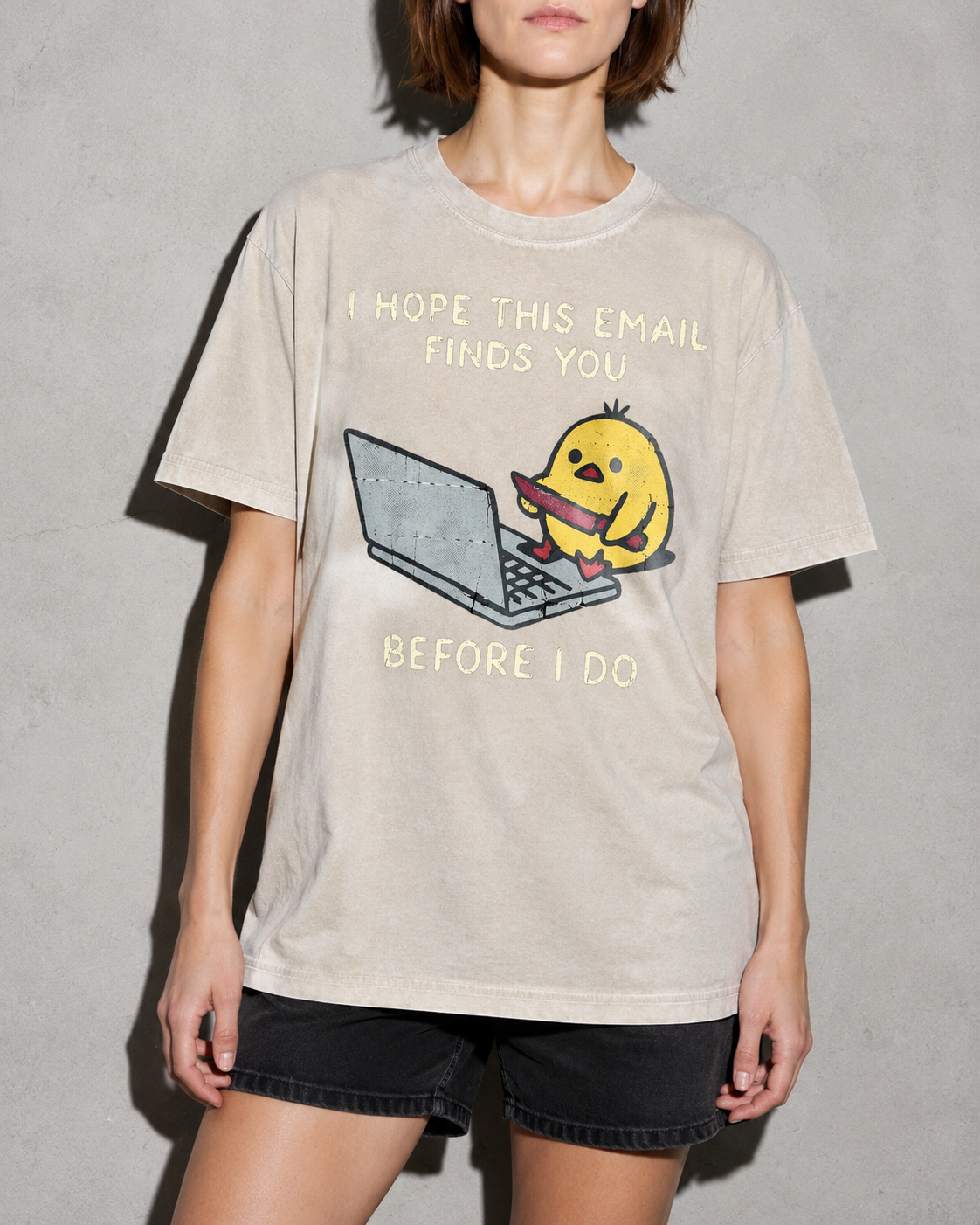 I Hope This Email Finds You Before I Do Premium Shirt — Ivory Model Zoom Hero