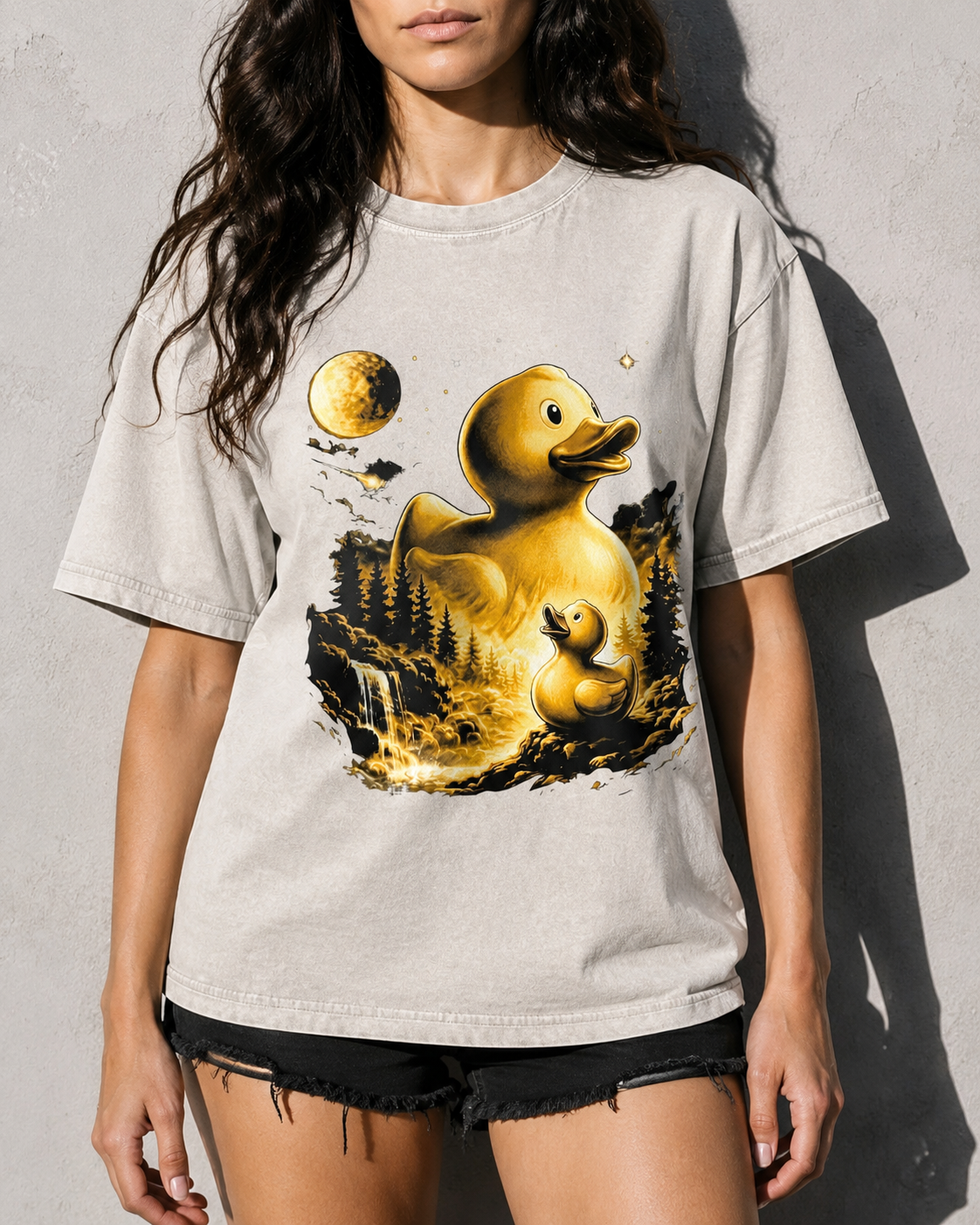 Debug Duck Midnight Premium Shirt — Ivory Model Zoom Hero