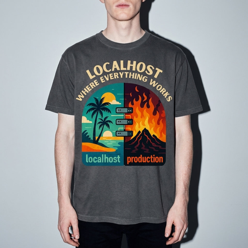 localhost vs production Premium Shirt — Pepper Model Zoom Hero