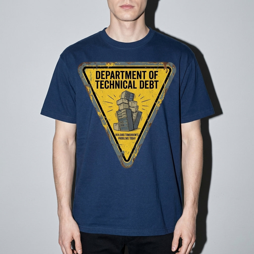 department of technical debt Premium Shirt — True Navy Model Zoom Hero