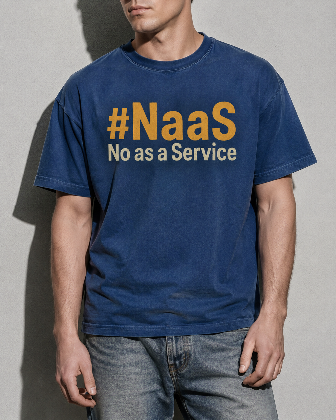 NaaS No As A Service Premium Shirt — True Navy Model Zoom Hero
