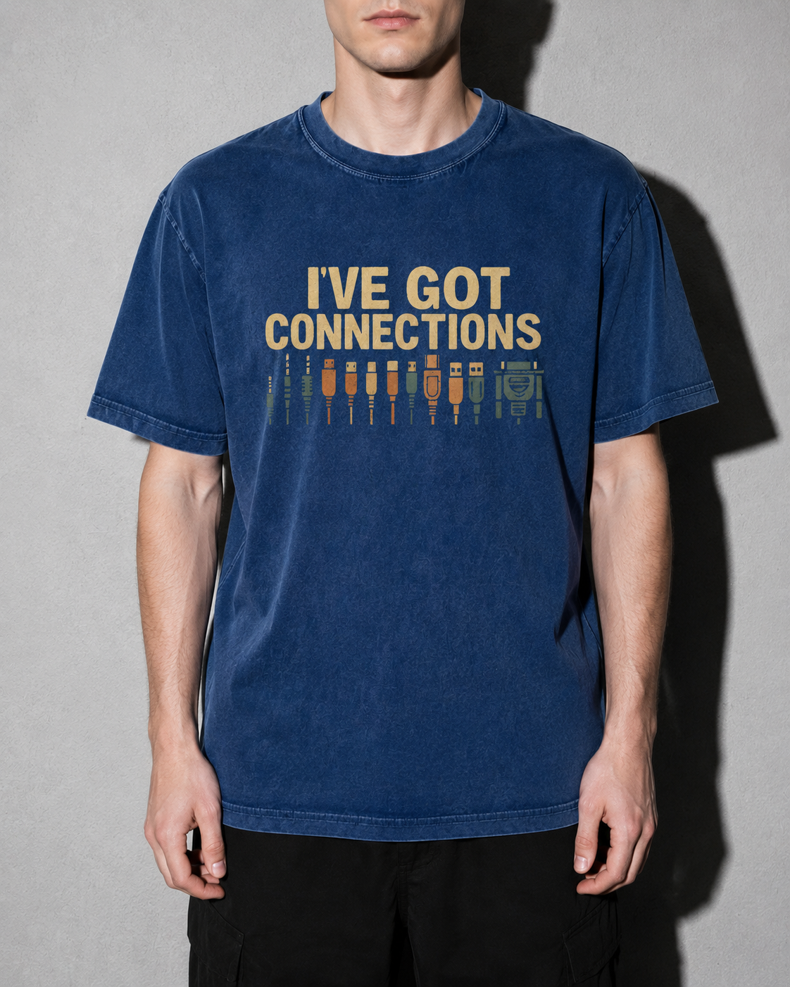 i've got connections Premium Shirt — True Navy Model Zoom Hero
