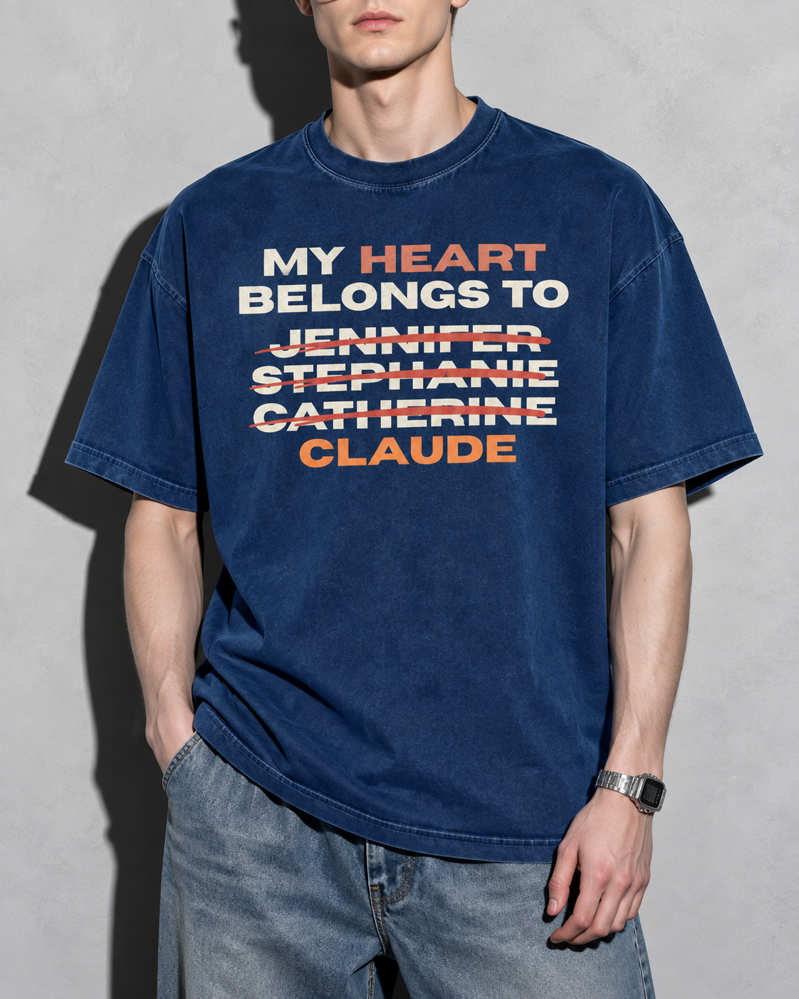 My Heart Belongs To Claude Premium Shirt — True Navy Model Zoom Hero
